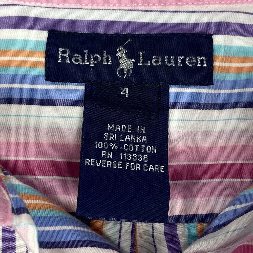 Ralph Lauren Youth Boys‎ Size 4 Long Sleeve Multicolor Button Down Oxford Shirt